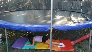 Thumbnail: She falls through trampoline?