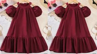 Thumbnail: Very easy of shoulder baby frock with collar and puff sleeves / baby frock