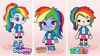 Thumbnail: 😱 Rainbow Dash from My Little Pony in 3 GAMES?! Avatar World, Toca Boca & Dopples 🌍 PAZU