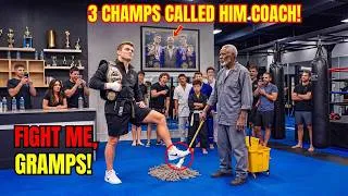 Thumbnail: Cocky Black Belt Shoved the Old Janitor  for Fun  — He Didn't Know the Old Man Trained 3 Champion
