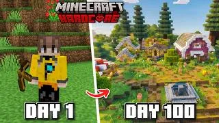 Thumbnail: I Survived 100 Days Building a Cozy Village in Minecraft Hardcore!