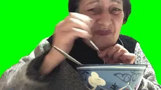 Thumbnail: Woman eating soup then laughing - Green Screen Chroma Key Meme Template
