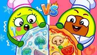 Thumbnail: Hot VS Cold Challenge | Good Habits Song | Opposites Song | Kids Songs | Pizza Time! PP Family