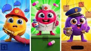 Thumbnail: Learn Occupations in Cardboard Game! 📦🏠 Simple Cartoon | Don't Be Scared | PP Family🥑 #forkids