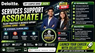 Thumbnail: Deloitte Hiring 2026 | Services Support Associate I | Freshers | Hyderabad | Apply Now