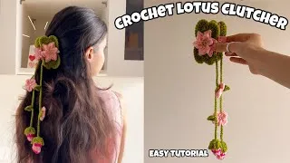 Thumbnail: Make this beautiful crochet lotus flower clutcher | Beginner Friendly tutorial | Hair accessories 