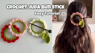 Thumbnail: Crochet Floral Juda Bun Stick Tutorial | DIY Trending Hair Accessory | Beginner Friendly Pattern 