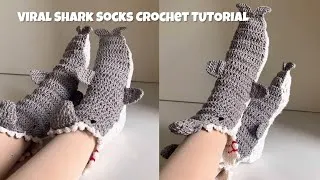 Thumbnail: How to Crochet Viral Shark Socks 🦈 | Easy Step-by-Step Tutorial for Beginners