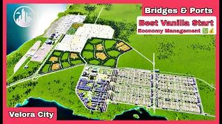 Thumbnail: Best Way to Start a New City 🚀 – Cities Skylines 2 Vanilla | Bridges & Ports Full Guide 🚢