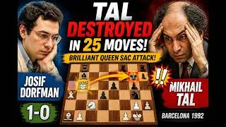 Thumbnail: Mikhail Tal vs Josif Mikhail Tal Gets Crushed in 25 Moves