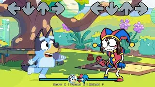 Thumbnail: FNF Bluey, Bingo & Mackenzie VS NEW Amazing Digital Circus Ep 2 Sings Can Can | Bluey FNF Mods