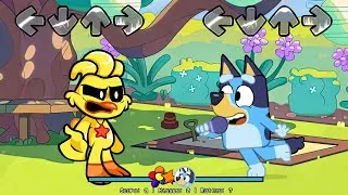 Thumbnail: FNF Smilling Critters VS Bluey, Bingo & Mackenzie Sings Can Can | Bluey FNF Mod