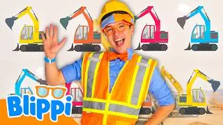 Thumbnail: Blippi's Excavator + Bulldozer Songs 👷🏻Vehicles For Kids🎶 Blippi Songs