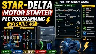 Thumbnail: 👉 Star-Delta Motor Starter PLC Programming Explained! ⚡