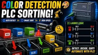 Thumbnail: 👉 Detect Multiple Colors with PLC Ladder Logic! 🎨⚡#SiemensPLC #TIAPortal #LadderLogic #ColorSorting 