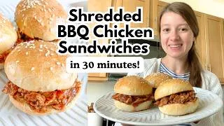 Thumbnail: Shredded BBQ Chicken Sandwiches with HOMEMADE BBQ Sauce