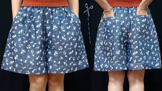 Thumbnail: No pattern - easy cutting and sewing shorts at home - sewing diy