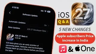 Thumbnail: iOS 27 Beta 4 Released | Apple Subscriptions price increase in India Full Details in Telugu