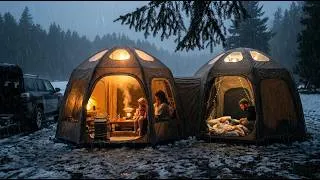 Thumbnail: We Camped in a Heavy Rainstorm With 3 Kids in 2 Luxury Air Tents 🌧️⛺ ASMR