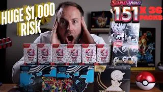 Thumbnail: Huge $1,000 risk and absolutely massive haul!  Pokemon 151 x 36 packs