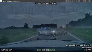 Thumbnail: Arkansas State Police 111 MPH PIT MANEUVER totals Honda Insight ($20k damage) #pursuit #pit #chase