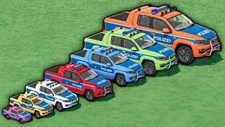 Thumbnail: ALL COLORFUL AMAROK POLICE CARS ! Giant Flatbed Transport vs Big Trucks