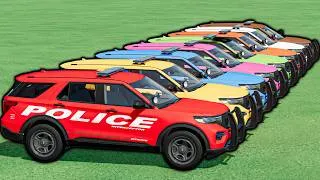 Thumbnail: tiny vs GIANT! ALL COLORFUL POLICE CARS! Big Trucks Transport & Mega Colorful Ramp