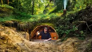 Thumbnail: Building a Warm and Cozy Dugout for Survival. Log Shelter, Secret cave, Bushcraft