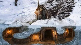 Thumbnail: I Built a Warm Survival Shelter Hidden Inside a Snowy Hill 🏕️  Winter Bushcraft ❄️