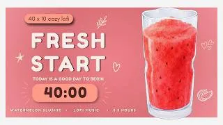 Thumbnail: 4 Hour Study With Me 🍉 | 40/10 Pomodoro Timer + Lofi Music (Watermelon Slushie)