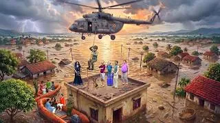 Thumbnail: Helicopter Floods Rescue Heavy Rain Survived Villagers Hindi Kahani Moral Stories Funny Comedy Video