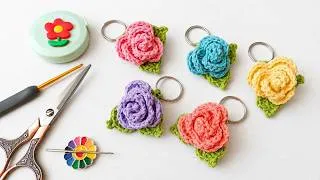 Thumbnail: Make This Stunning Crochet Rose Keychain in Minutes! 🌹 | Beginner Friendly