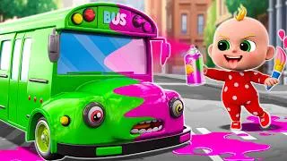 Thumbnail: School Bus Lost Color | Wheels on the Bus | Funny Nursery Rhymes & More Kids Songs | POPU Kids Song