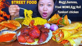 Thumbnail: EATING ‘KOLKATTA STYLE’ EGG ROLL, MAGGI, TANDOORI CHICKEN, SAMOSA, SPICY MOMO CHALLENGE MUKBANG ASMR