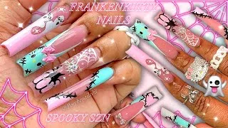 Thumbnail: 🎀🩵 HELLO KITTY FRANKENSTEIN NAILS 😻🔩🧟‍♂️✨VERY BEGINNER FRIENDLY✨HALLOWEEN NAIL SERIES 👻🕸️✨
