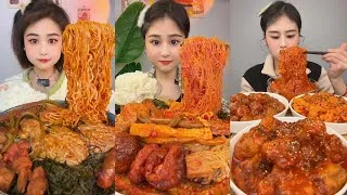 Thumbnail: Mukbang#part 584:Eat Spicy🔥noodles🍜   with Rice noodle 🍜 Soup meatballl #yummy #eatingshow #cooking 