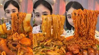 Thumbnail: Mukbang#part 583:Eat Spicy🔥noodles🍜   with Rice noodle 🍜 Soup meatballl #yummy #eatingshow #cooking 