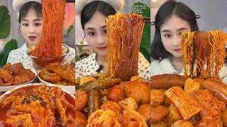 Thumbnail: Mukbang#part 582:Eat Spicy🔥noodles🍜   with Rice noodle 🍜 Soup meatballl #yummy #eatingshow #cooking 