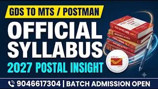 Thumbnail: GDS to MTS + Postman/Mailguard Official Syllabus 2027 | BOOKS | PDFs | Course | Postal Insight