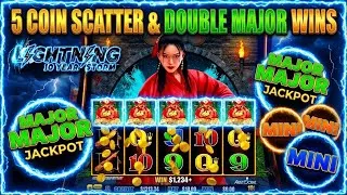 Thumbnail: RARE 5 COIN SCATTER & DOUBLE MAJOR HUGE WINS on⚡️Lightining 10 Year Storm 🎰