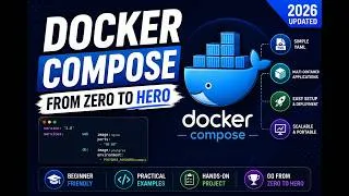 Thumbnail: Docker Compose Tutorial for Beginners 2026 🚀 | From Zero to Hero with Real Projects