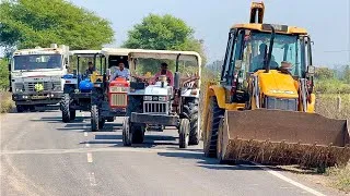 Thumbnail: Swaraj 855 Fe | New Holland 3630 | JCB 3dx Loading Mud for Levelling work Eicher 485 with Trolley