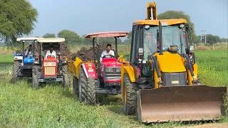 Thumbnail: JCB 3dx Eco Xpert Loading Mud in Trolly | Swaraj 855 Fe Stuck | Mahindra NOVO 605 | New Holland 3630