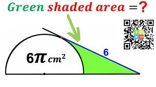 Thumbnail: Can you find area of the Green shaded region? | (Semicircle) | #math  #maths | #geometry