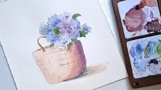 Thumbnail: How to Paint Loose Watercolor Hydrangeas | Beginner-Friendly Floral Tutorial
