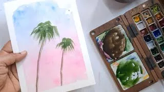 Thumbnail: Easy Watercolor Palm Tree Painting Tutorial for Beginners | Splaying Brush Technique