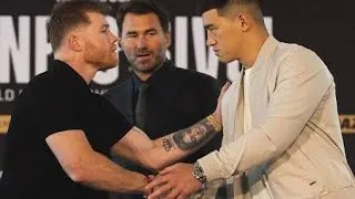 Thumbnail: CANELO ALVAREZ FIRST INTENSE FACE TO FACE WITH DMITRY BIVOL! HIGHLIGHTS|