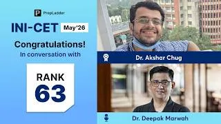 Thumbnail: 🔥 AIR 63 INI-CET May'26 Strategy & Success Story | Dr. Akshar Chug with Dr. Deepak