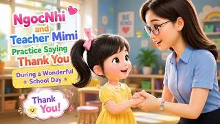 Thumbnail: NgocNhi and Teacher Mimi Practice Saying Thank You During a Wonderful School Day 🌸 ⭐