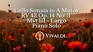 Thumbnail: Vivaldi - Cello Sonata in A Minor RV 43 Op. 14 No. 3, 3rd Movement - Largo in Piano Solo (baroque)